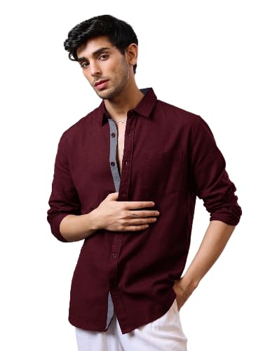 Pinkmint Casual Shirt for Men Stylish Men's Shirt Soild Regular Fit Long Sleeve Formal Wear Purple