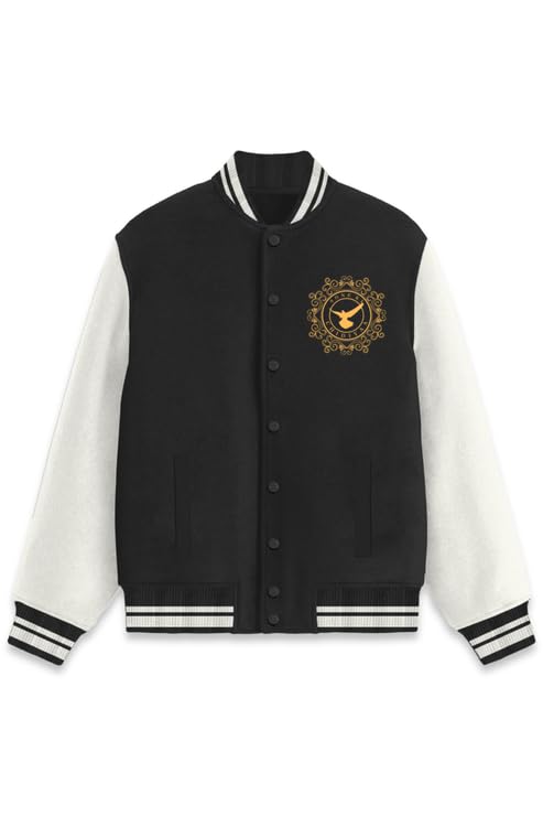 Sone Ki Chidiyaa Varsity Jackets for Men & Women - Fashionable Printed Cotton Winter Jacket Stylish Long Sleeves - Design 21 - Black, Medium