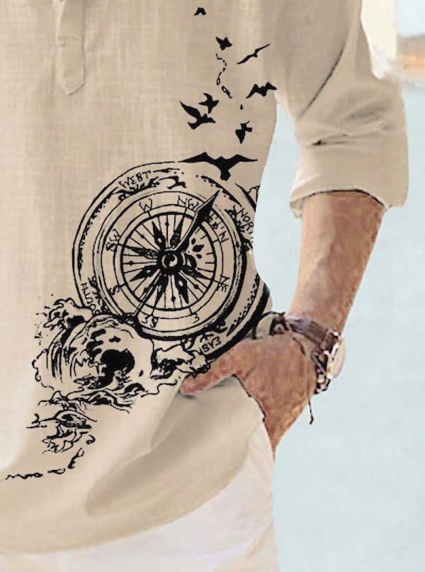 DEELMO Men's Cotton Blend Mandarin Collar Self One Design Full Sleeve Casual Short Kurta - Image 3