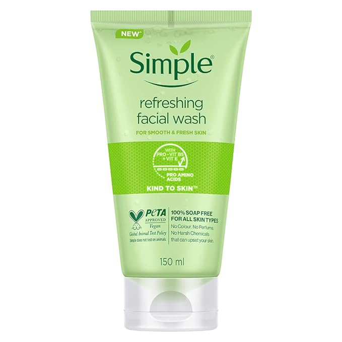 Simple Kind To Skin Refreshing Face Wash 150 ml | 100% soap-free gentle cleanser for sensitive, dry & oily skin, for women & men - Image 2