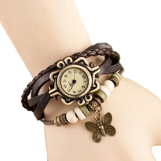 ITHANO - Leather Bracelet Analogue Brown Off-White Dial Women's Watch - BRW01 - Image 2