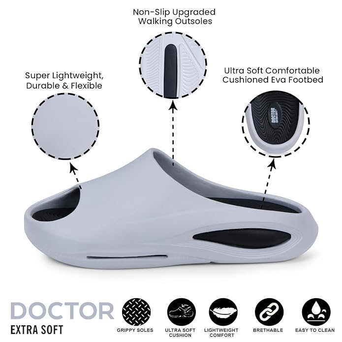 DOCTOR EXTRA SOFT Men's Classic Ultra Soft Sliders/Slippers with Cushion FootBed for Adult | Comfortable & Light Weight | Stylish & Anti-Skid | Waterproof & Everyday Flip Flops for Gents/Boys D-507 - Image 4