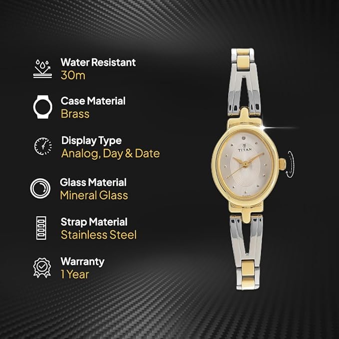 Titan Quartz Analog Silver Dial Stainless Steel Strap Watch for Women-NM2594BM01 - Image 4