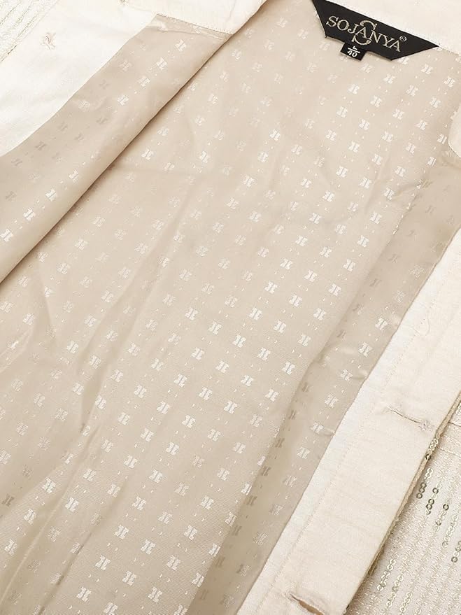 SOJANYA (Since 1958 Men's Silk Blend, Gold Sequence Embroidered Nehru Jacket - Image 2