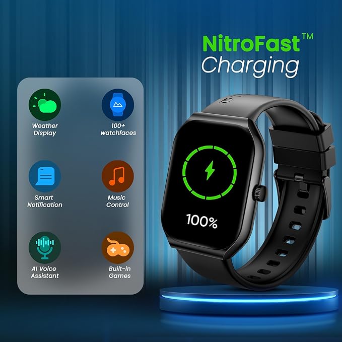 Titan Smart 3 Premium Smart Watch|1.96" Super AMOLED Display with 410x502 Pixel Resolution|SingleSync BT Calling|NitroFast Charging|110+ Sports Modes|200+ Watchfaces|Upto 7 Days Battery (Wine Red) - Image 2