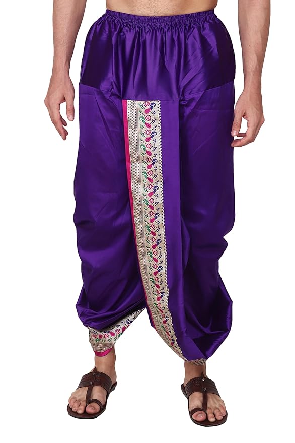 Rameshwaram Fabrics Cotton Silk Dhoti Kurta Set for Men with Stole, 3 Piece Set - Image 4