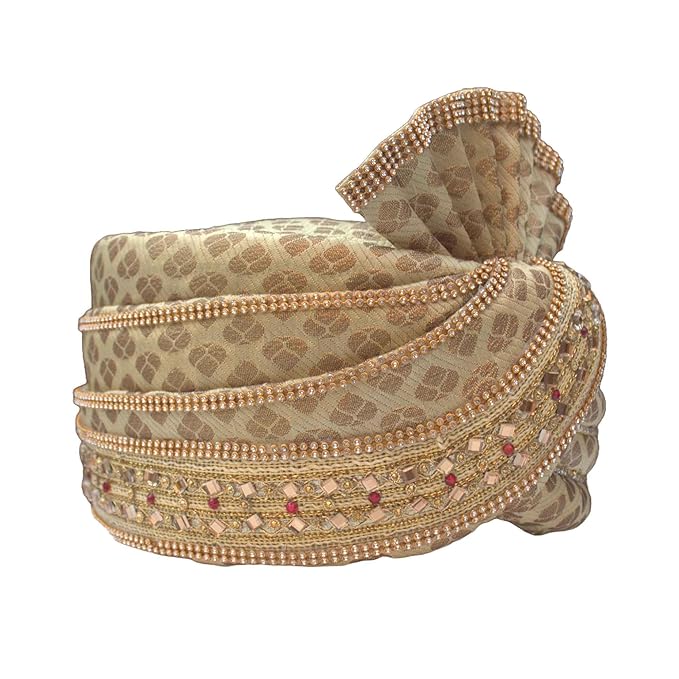 KRYPMAX Men's Ethnic Wedding Safa/Turban/Pagdi for Dulha Marriage/pagdi for Groom, Multicolor (Size: 22 to 22.5 Inch) - Image 4