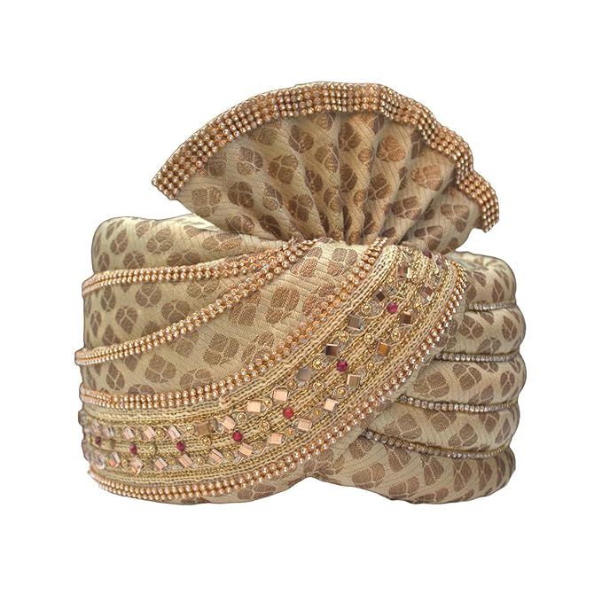 KRYPMAX Men's Ethnic Wedding Safa/Turban/Pagdi for Dulha Marriage/pagdi for Groom, Multicolor (Size: 22 to 22.5 Inch)