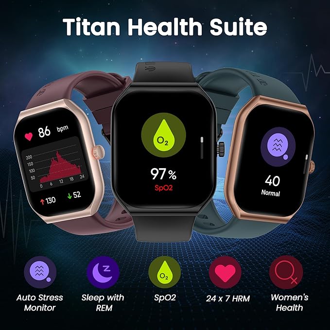 Titan Smart 3 Premium Smart Watch|1.96" Super AMOLED Display with 410x502 Pixel Resolution|SingleSync BT Calling|NitroFast Charging|110+ Sports Modes|200+ Watchfaces|Upto 7 Days Battery (Wine Red) - Image 3