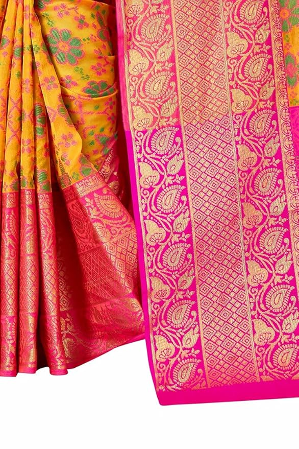 SWORNOF Women's kanjivaram banarasi silk saree for festival Wedding silk with rich pallu Design sarees for women with Unstitched blouse piece - Image 2