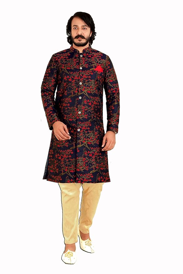 N.B.F Fashion Mens Ethnic Wear Kurta Pajama Sherwani Set - Image 4
