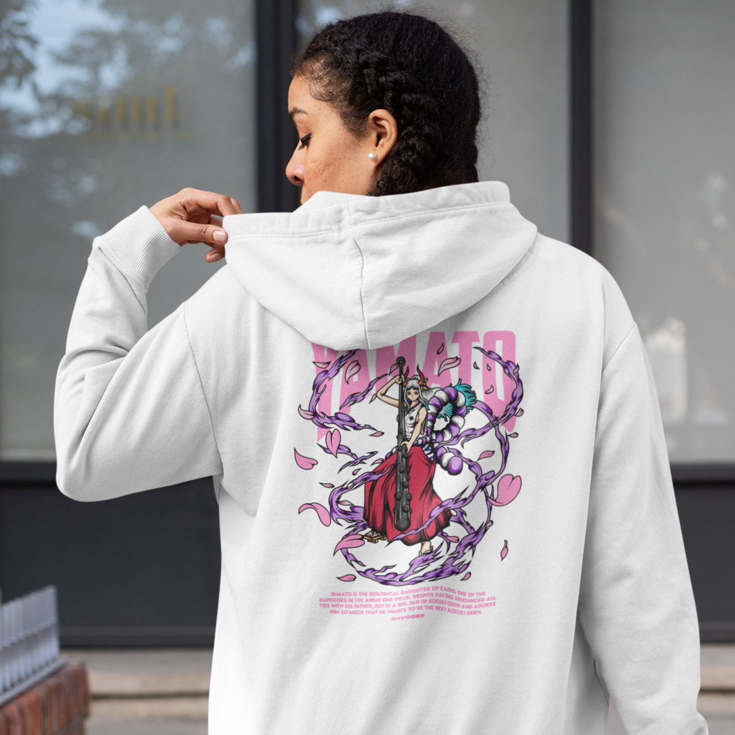 Women Yamato one piece graphic back printed streetwear oversized Hoodie - Image 2