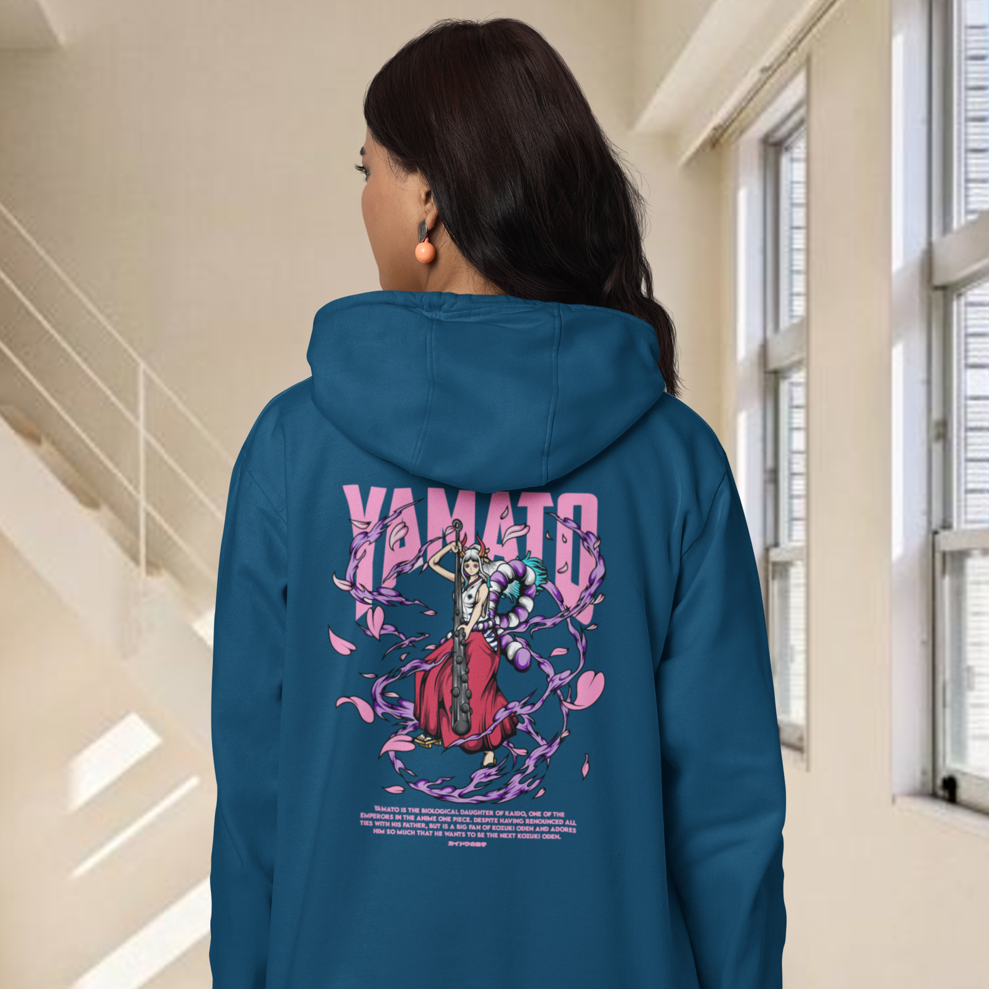 Women Yamato one piece graphic back printed streetwear oversized Hoodie - Image 3